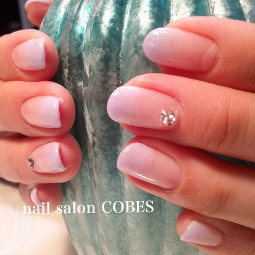 パープル Vカットストーン ジェルネイル Nail Salon Cobes