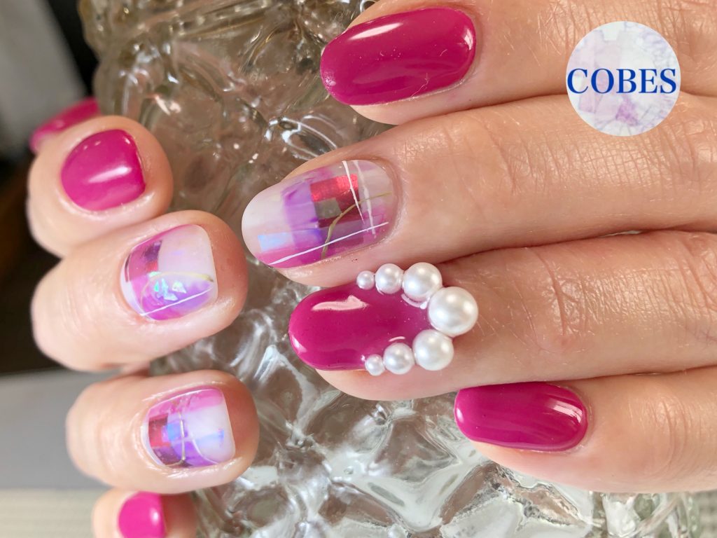 チェック パールネイル ジェルネイル Nail Salon Cobes