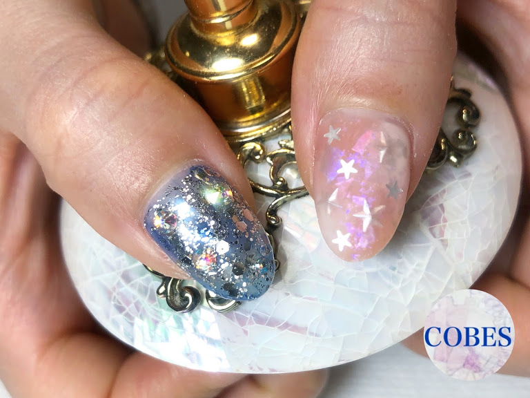 マット仕上げの星アート ジェルネイル Nail Salon Cobes